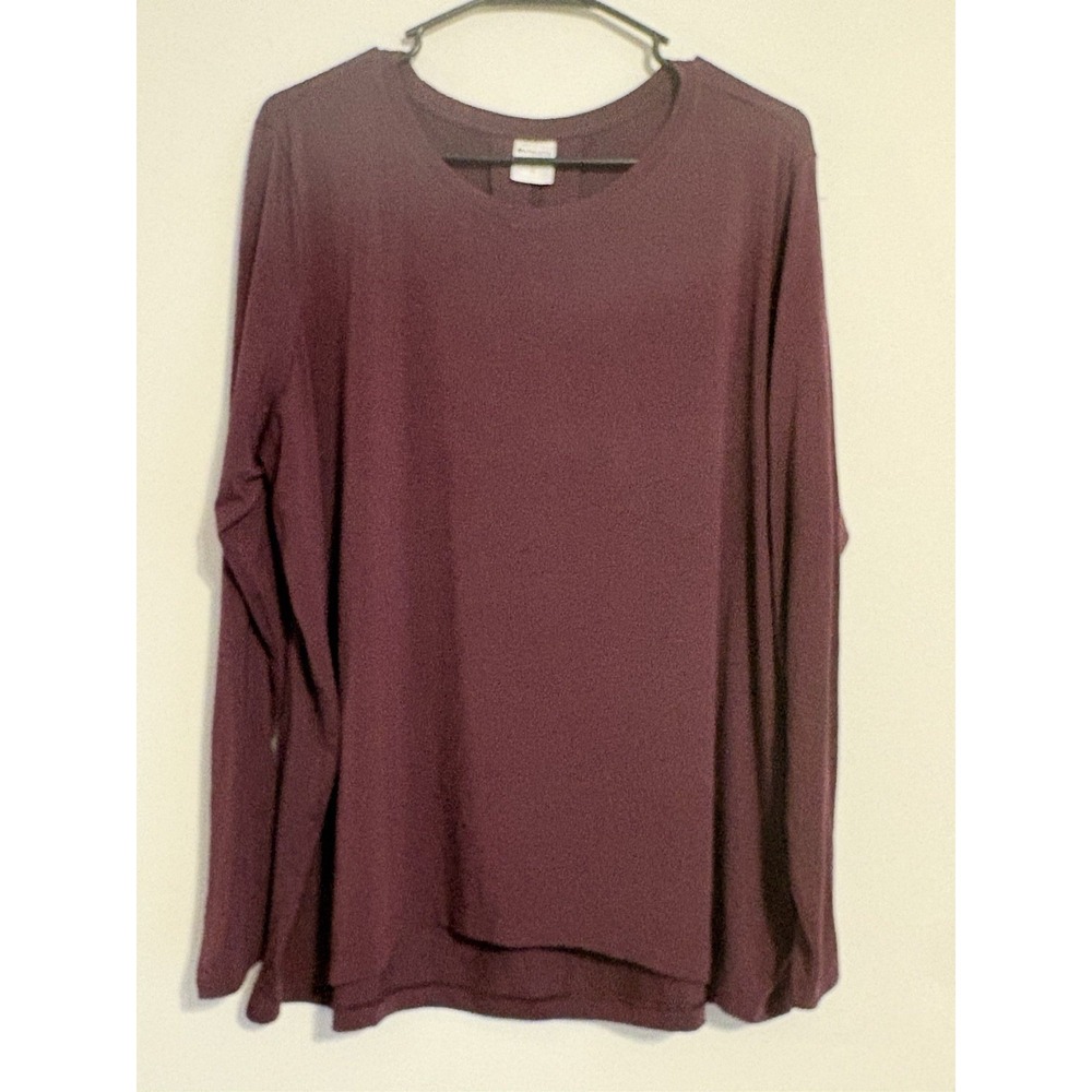 Athleta With Ease Top XL Burgundy TENCEL Modal Oversized Long Sleeve High Low